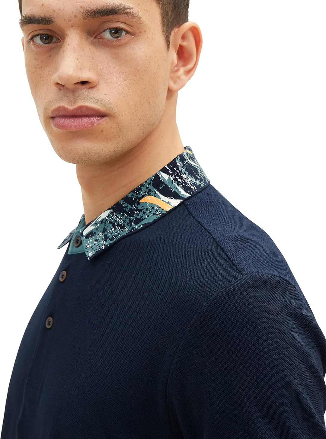 TOM TAILOR Herren Poloshirt mit gemustertem Kragen M 10668 - Sky Captain Blue, M 10668 - Sky Captain