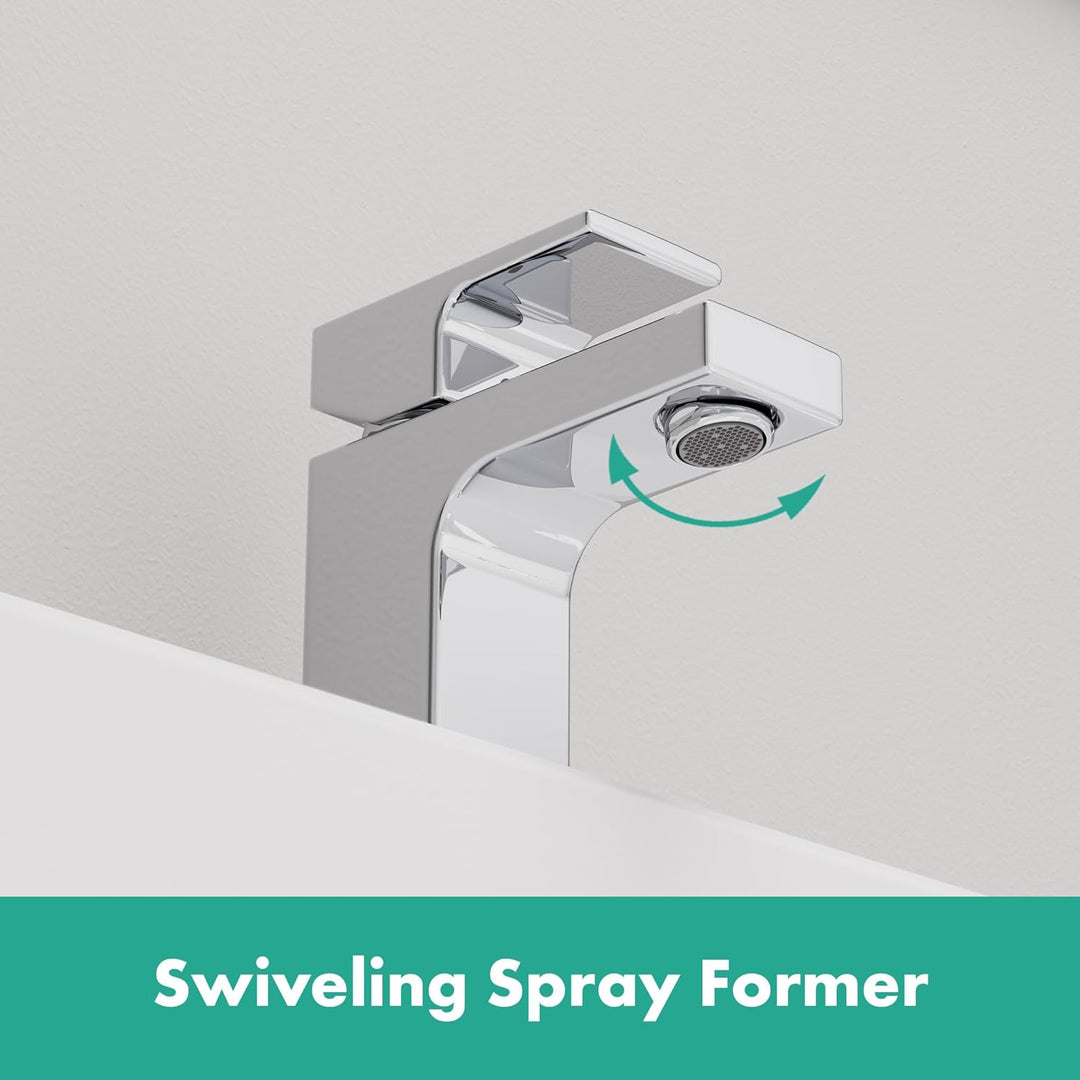 hansgrohe Waschtischarmatur Vernis Shape, Wasserhahn Bad mit Auslauf Höhe 70 mm, mit Zugstange, Bada