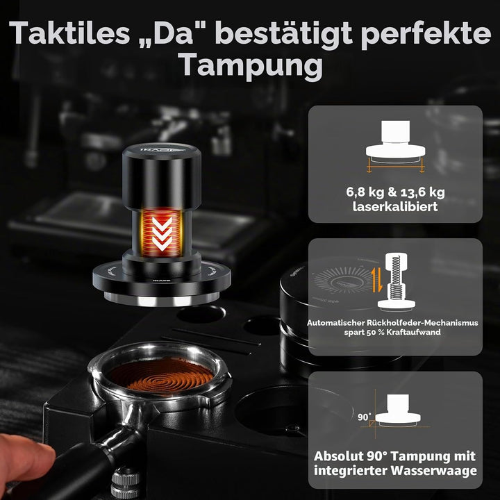 IKAPE 51MM V6 Impact Espresso Tamper with Sound Feedback, 15lb/30lb Interchangeable Springs, Espress