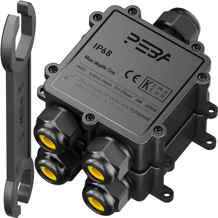 PEBA IP68 Wasserdichte Kabelanschlussdose, 3-Wege Outdoor Kabelverbinder, Abzweigdosen Wasserdicht V