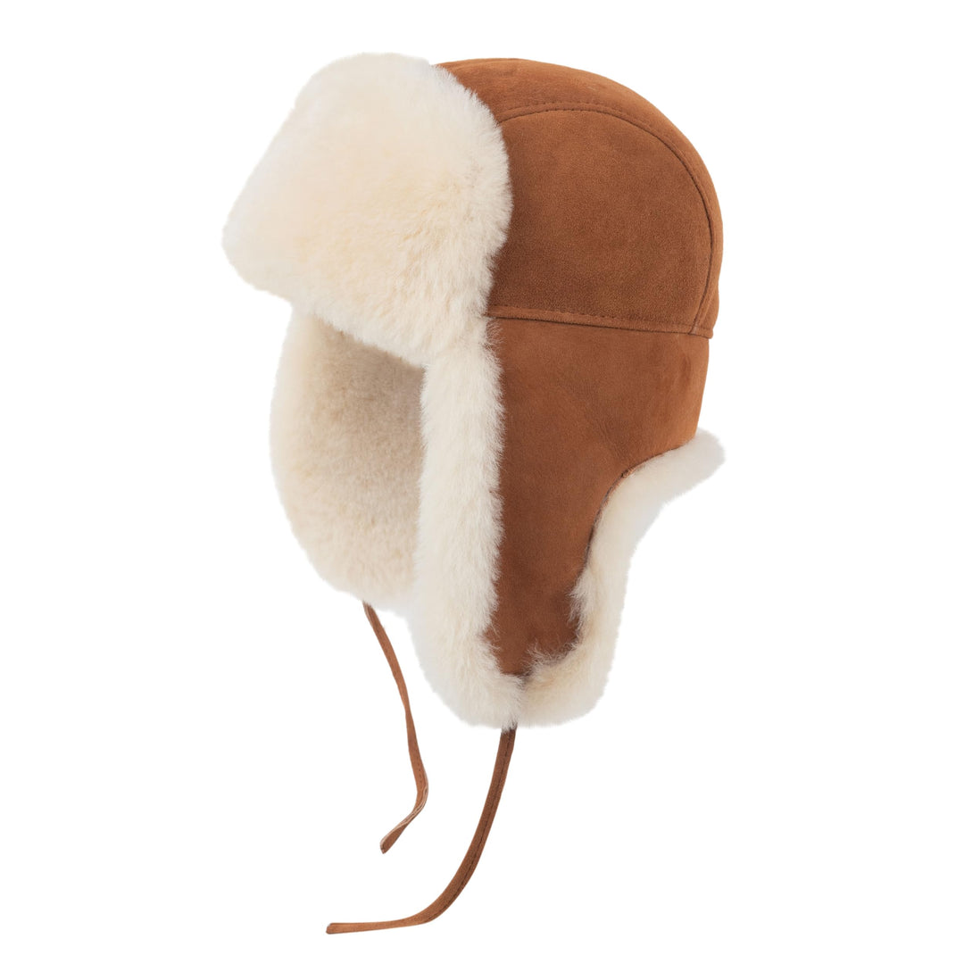 Zessano Leder Flieger Russische Ushanka Trapper Winter Pelz Hut - Unisex Shearling 100% Leder Schaff