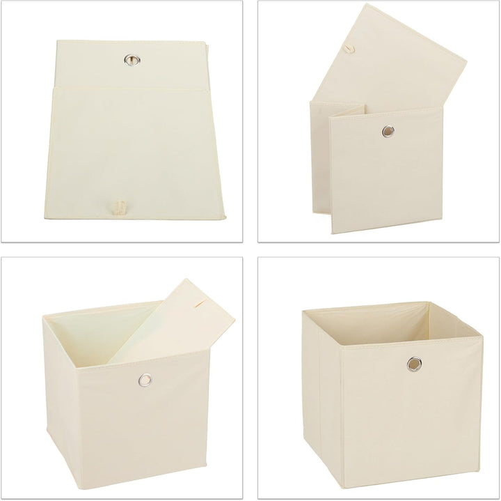 Relaxdays Aufbewahrungsbox 4er Set, Faltbare Regalboxen, HBT: 30 x 30 x 30 cm, Grifflöcher, Faltboxe