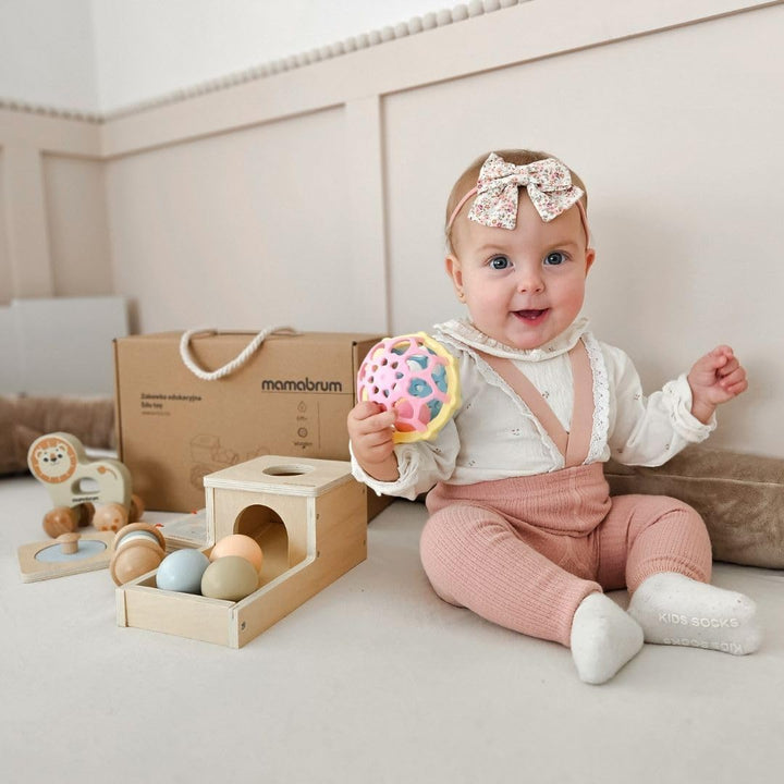 mamabrum MAM183 EDU Baby Spielzeug Set, 6 Montessori Sensorik Spielzeug für 7-12 Monate - Holz Lerns