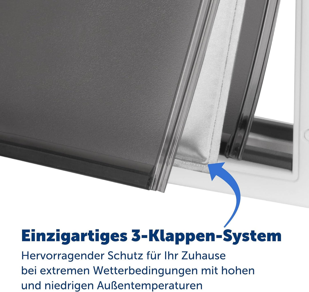 PetSafe Haustierklappe für extremes Wetter, Solider Kunststoffrahmen, Isolierend mit 2 Verschlussopt
