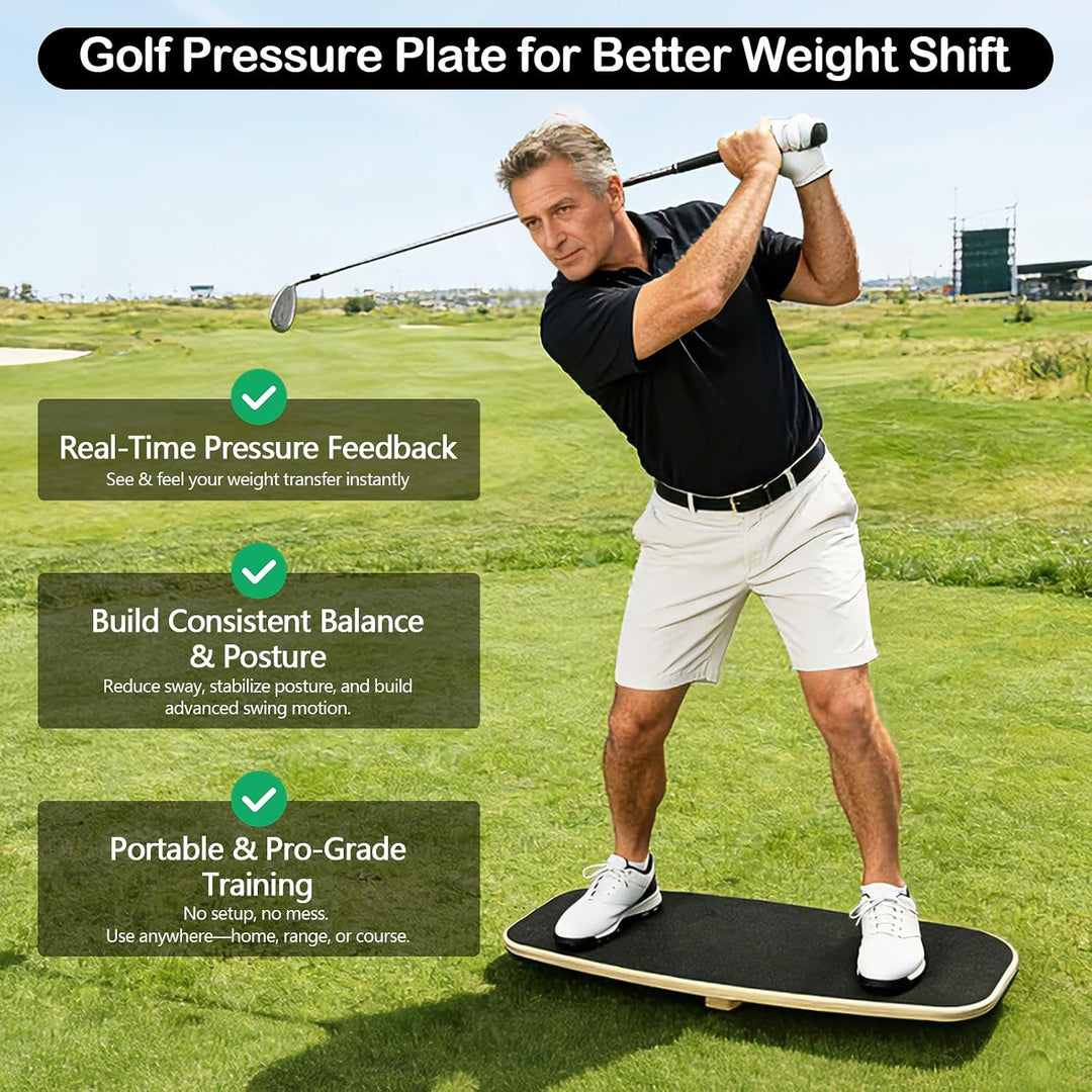 Golf Balance Board, 75 x 30 cm Golfschwung Druckbett Schwungtrainer, 150 kg Tragkraft, Gewichtsverla