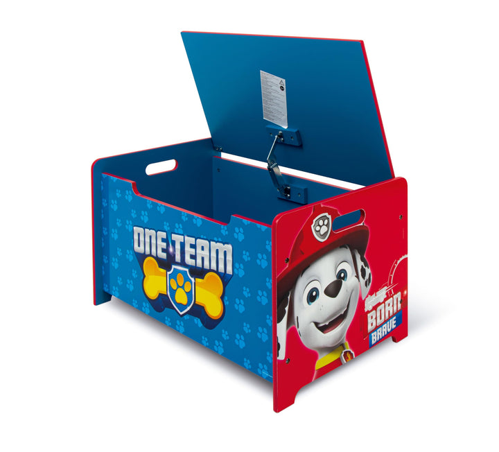 ARDITEX – Spielzeugtruhe aus Holz Paw Patrol – 62,5x40x37cm – Farbe Blau – Ideal zum Aufbewahren von