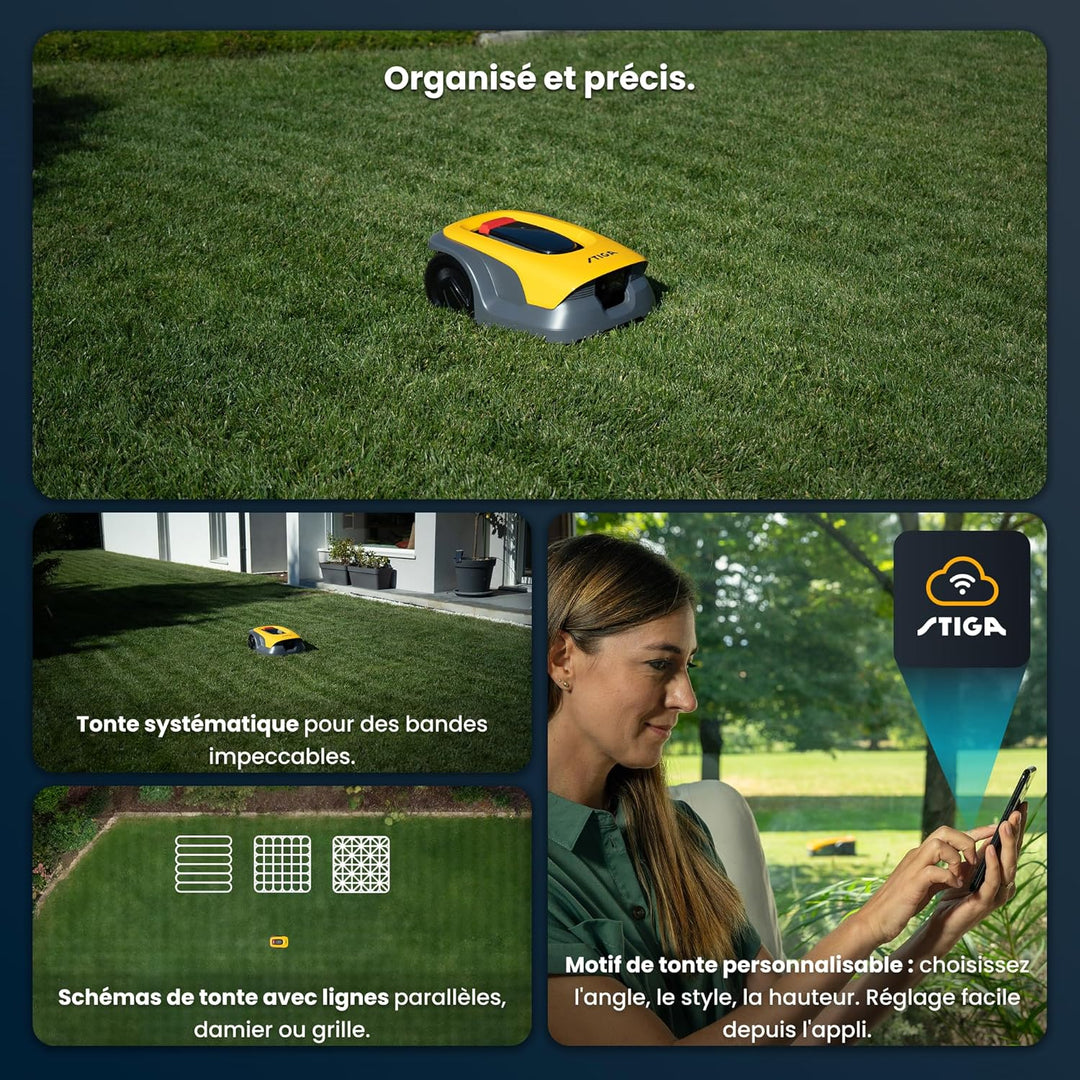 STIGA A 25v a Rasenmähroboter, 25,2 V, 18 cm – KI-integrierte Kamera, App-Steuerung, Anpassbare Mähm