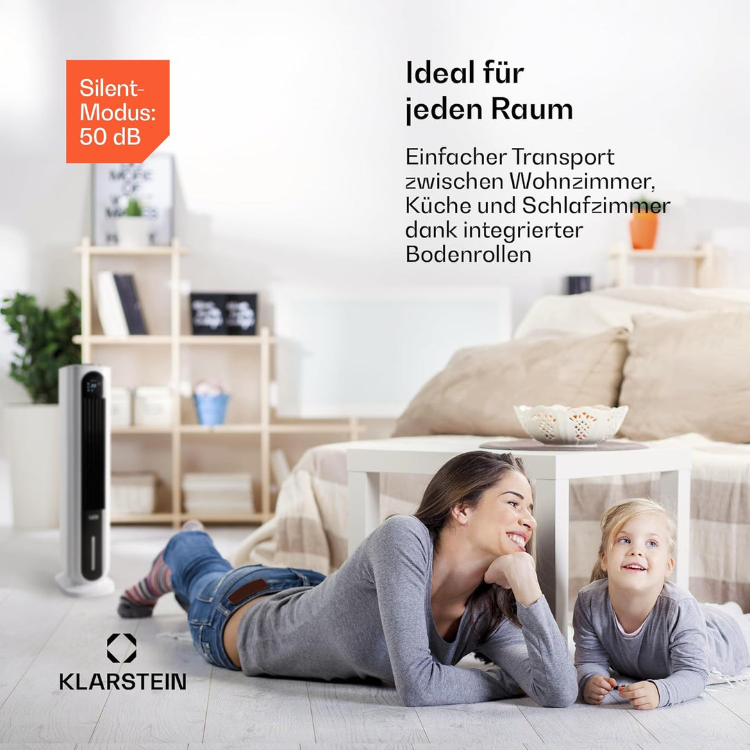 Klarstein Polar Tower Smart – Luftreiniger, Ionisator, WLAN: App-Steuerung, 85 W, 3306 m³/h, 4 Gesch