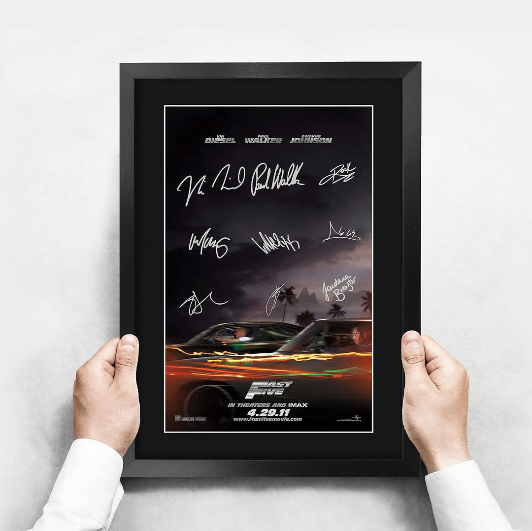 HWC Trading FR A3 Fast Five Vin Diesel, Paul Walker Geschenke, gedrucktes Poster, signiertes Autogra