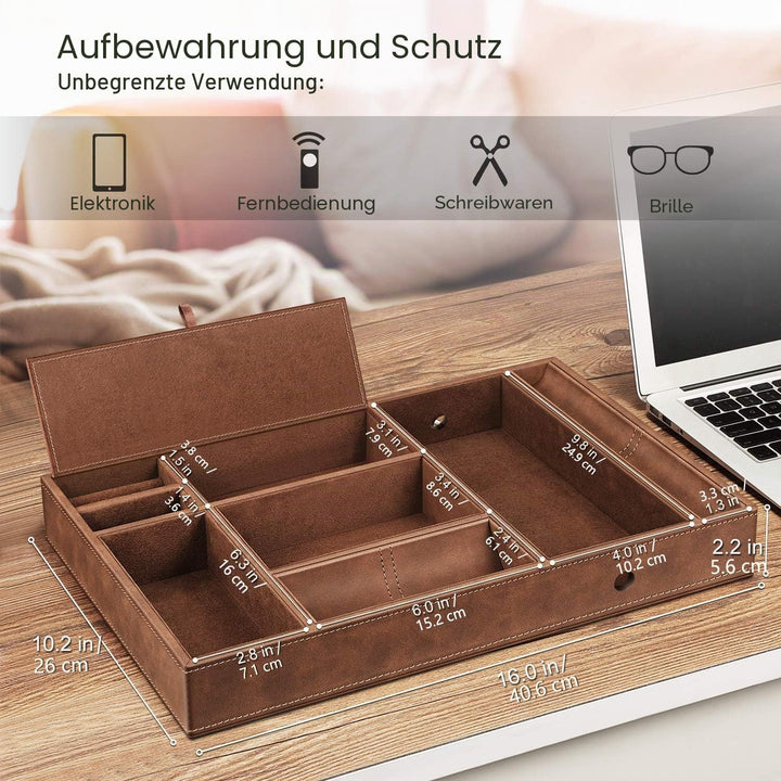 SITHON Taschenleerer Tisch Organizer, 8 Fäche Tablett Organizer Ablage Aufbewahrungsbox Kunstleder N