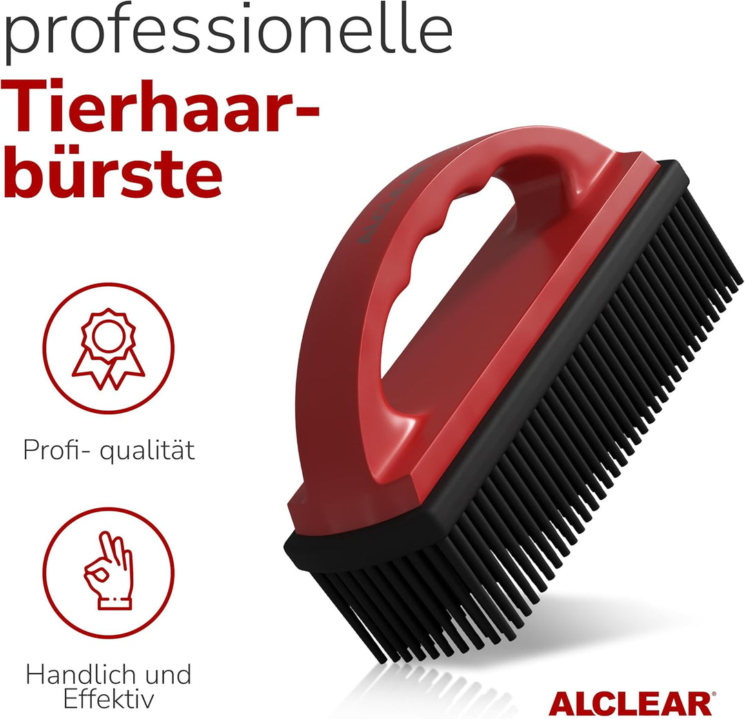 ALCLEAR 9519 Tierhaarbürste zur Entfernung von Tierhaaren auf Fahrzeugpolstern und Teppichen rot, ro