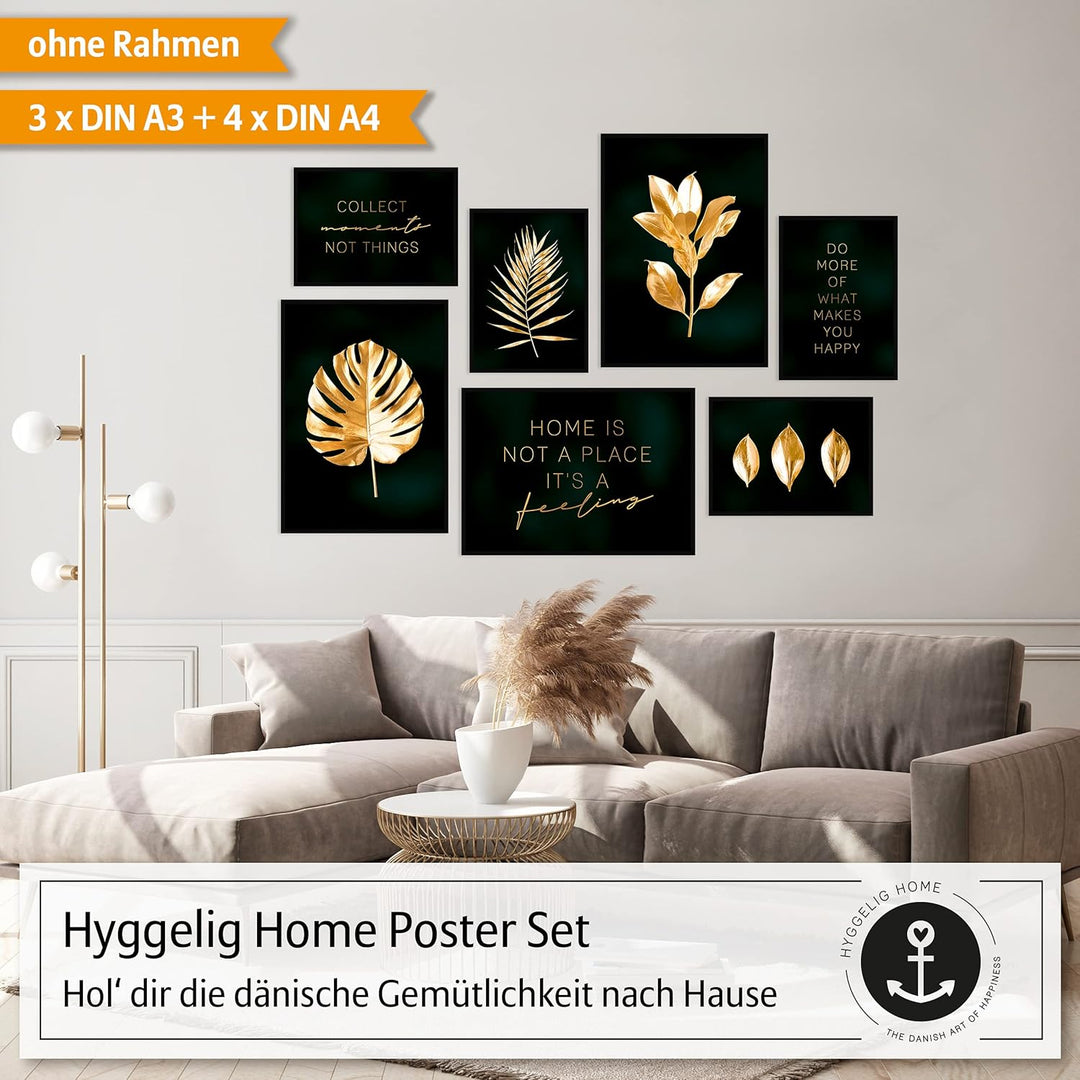 Hyggelig Home Premium Poster Set - 7 passende Bilder im stilvollen Set - Collage Bild Wand Deko - Se