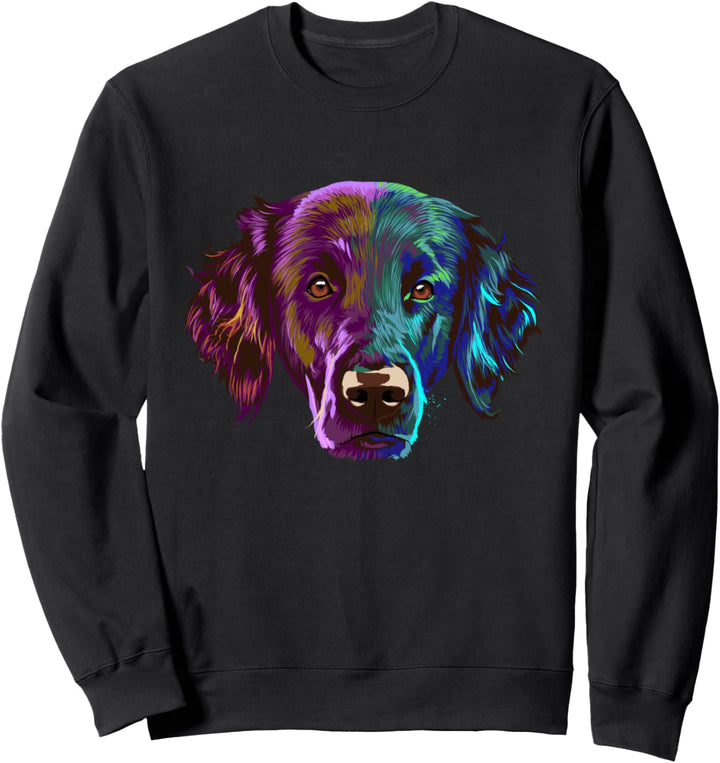Farbenfroher Hund Flat Coated Retriever Sweatshirt