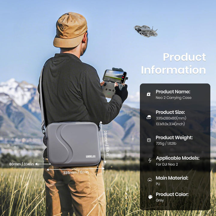 STARTRC Neo 2 Tasche,Tragbar PU Case für DJI Neo 2 Fly More Combo Zubehör, Tragetasche für DJI Neo 2