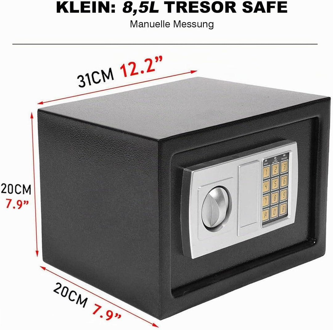Tresor - Klein 31x20x20cm - Feuerfestes Safe mit Zahlenschloss &amp; 2×Notschlüssel - Digitaler Elektron