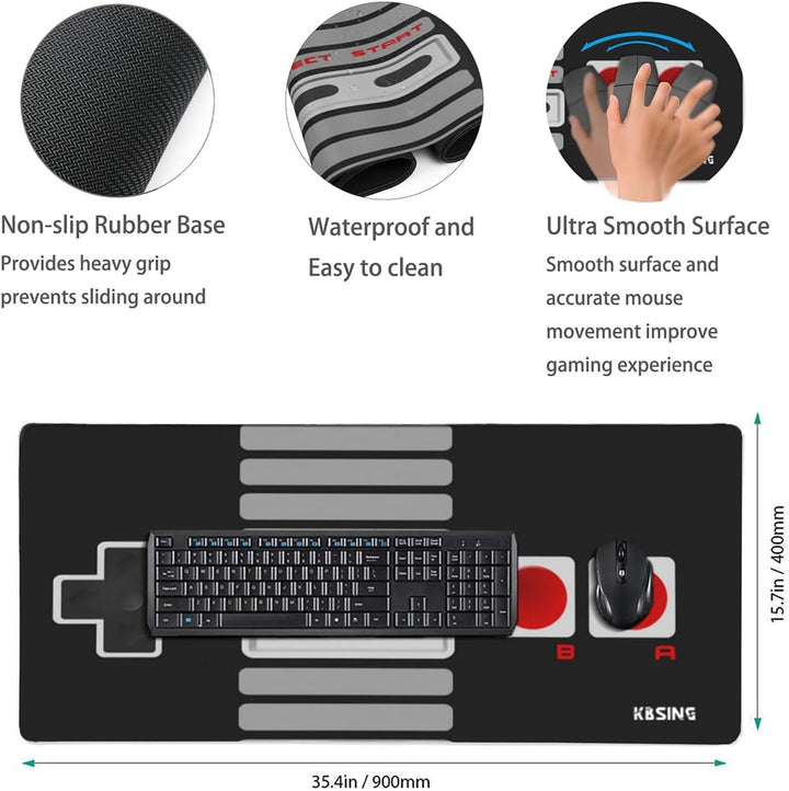 KBSING Gaming-Mauspad, erweitertes XXL, grosses PC-Laptop-Mauspad mit genähten Kanten, riesige Schre
