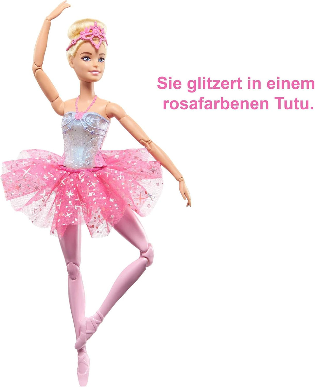 Barbie-Puppe | Magische Ballerinapuppe | Blond | Zauberlicht | Diadem und pinkes Tutu | Ballett | Be