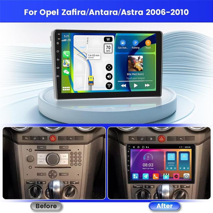 Radio für Opel Zafira/Antara/Astra 2006-2010 Android 15 2+64G mit Wireless CarPlay Android Auto, 9 Z
