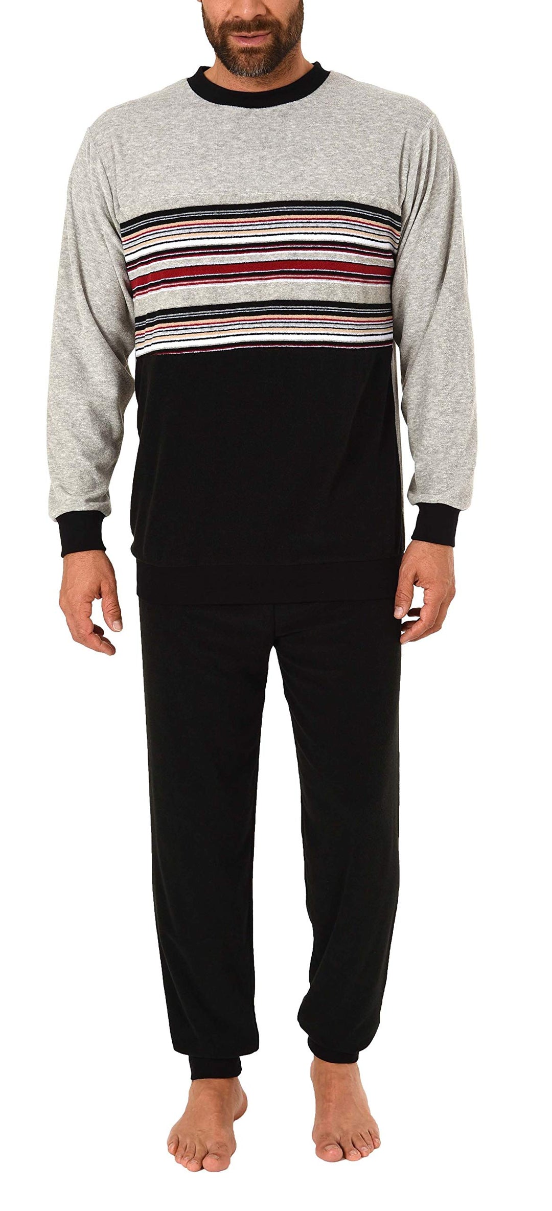 Eleganter Herren Frottee, Pyjama Schlafanzug mit Bündchen, auch in Übergrössen - 281 101 93 004, Grö
