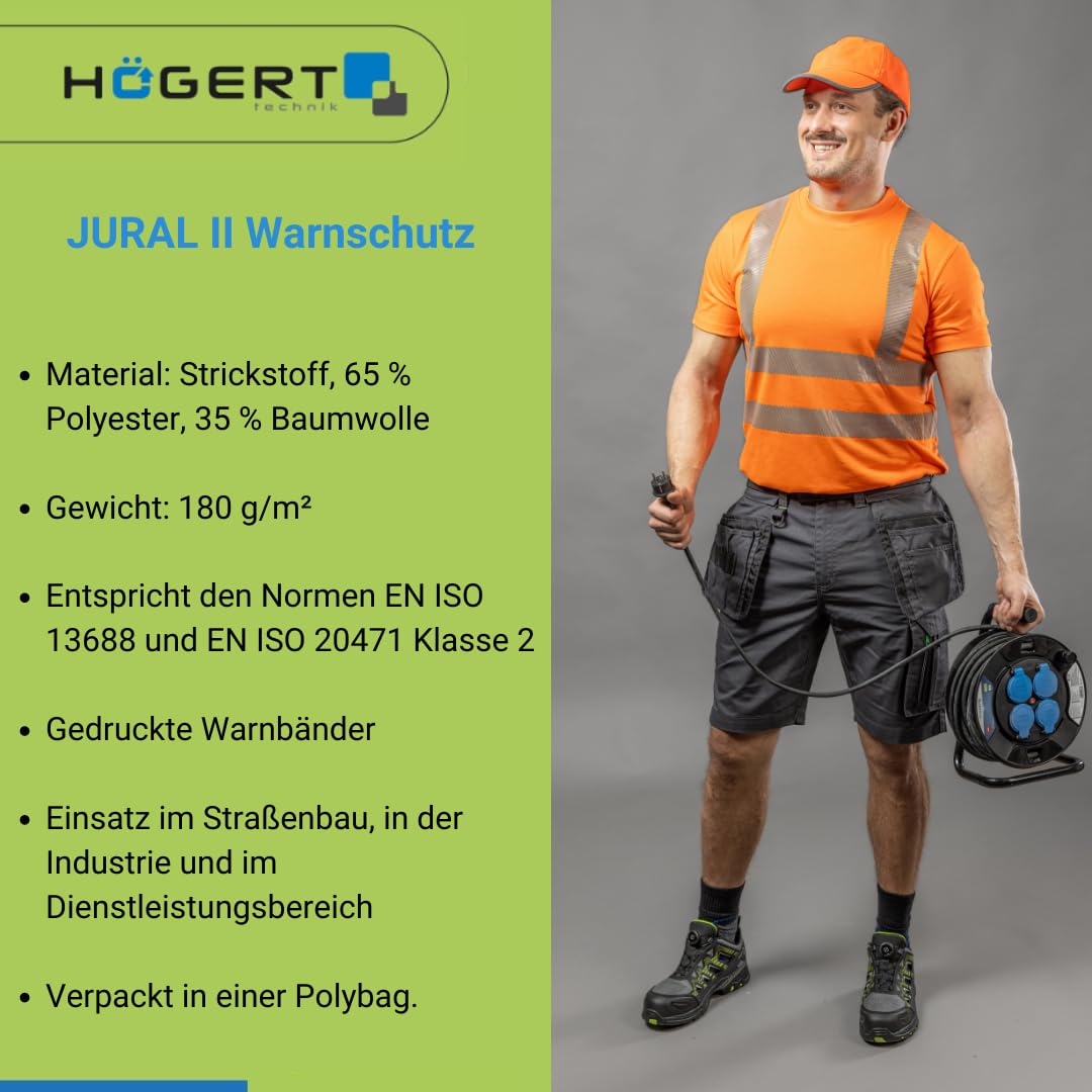 Högert Technik - JURAL II Warnschutz-T-Shirt aus Polycotton | orange 2XL (56) | Warnweste Reflektier
