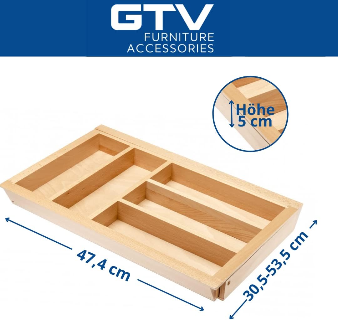 GTV - Schubladeneinsatz CUSTOMI für Küchenschubladen | Nützlicher Besteckeinsatz fur Küchen - Bestec