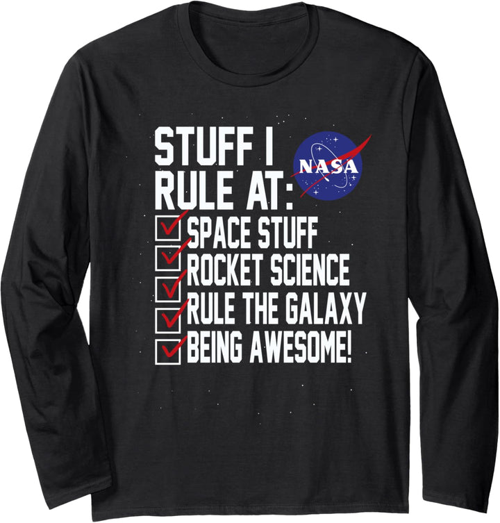 NASA Stuff I Rule At Checkbox Text Langarmshirt