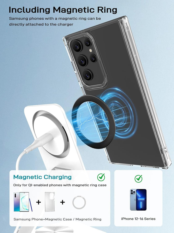 Magnetisches Kabelloses Ladegerät für Samsung Galaxy S25 Ultra/S24, Klappbarer Reise Mag Safe Ladest
