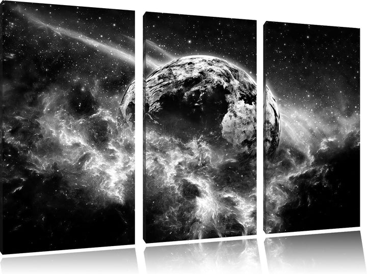 Pixxprint Planet Erde als Leinwandbild/Grösse: 3 Teilig (120x80) cm/Wandbild/Kunstdruck/fertig bespa
