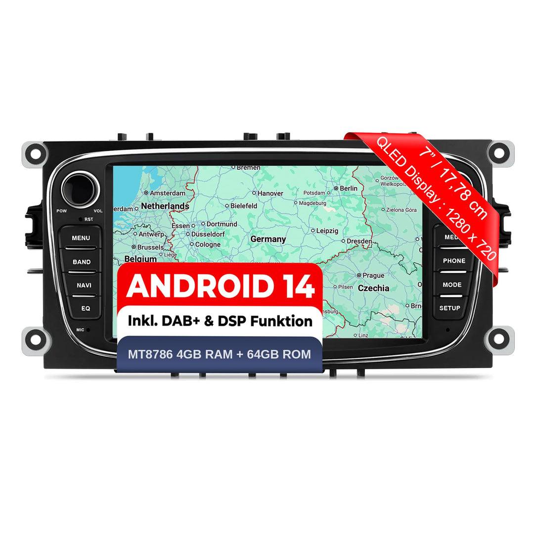 M.I.C. AF7-L3 Android 14 Autoradio mit Navigation: MediaTek MT6769V,4GB+64GB,7 Zoll QLED Display,SIM