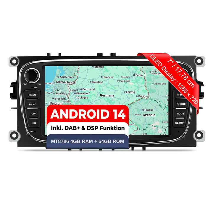 M.I.C. AF7-L3 Android 14 Autoradio mit Navigation: MediaTek MT6769V,4GB+64GB,7 Zoll QLED Display,SIM