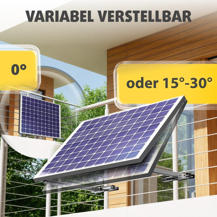 Avoltik Balkonkraftwerk Halterung Balkon für alle Solarpanel-Grössen I Solarmodul Halterung aus robu