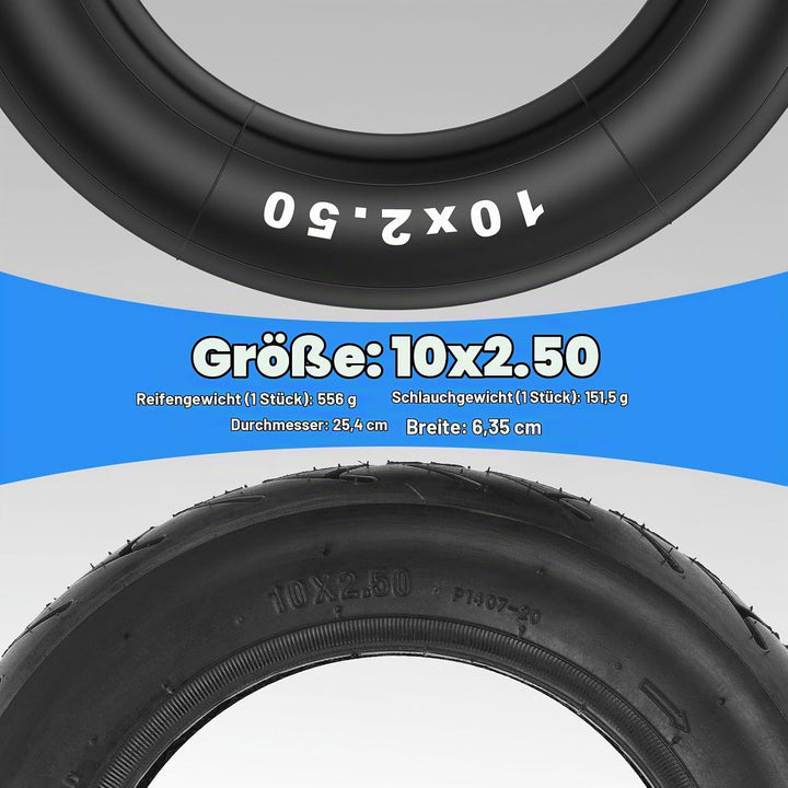 E Scooter Reifen 10x2.50 Schlauch, 60/70 Reifen und Schlauch Abriebfest &amp; Rutschfest, Extra Dicker &amp;