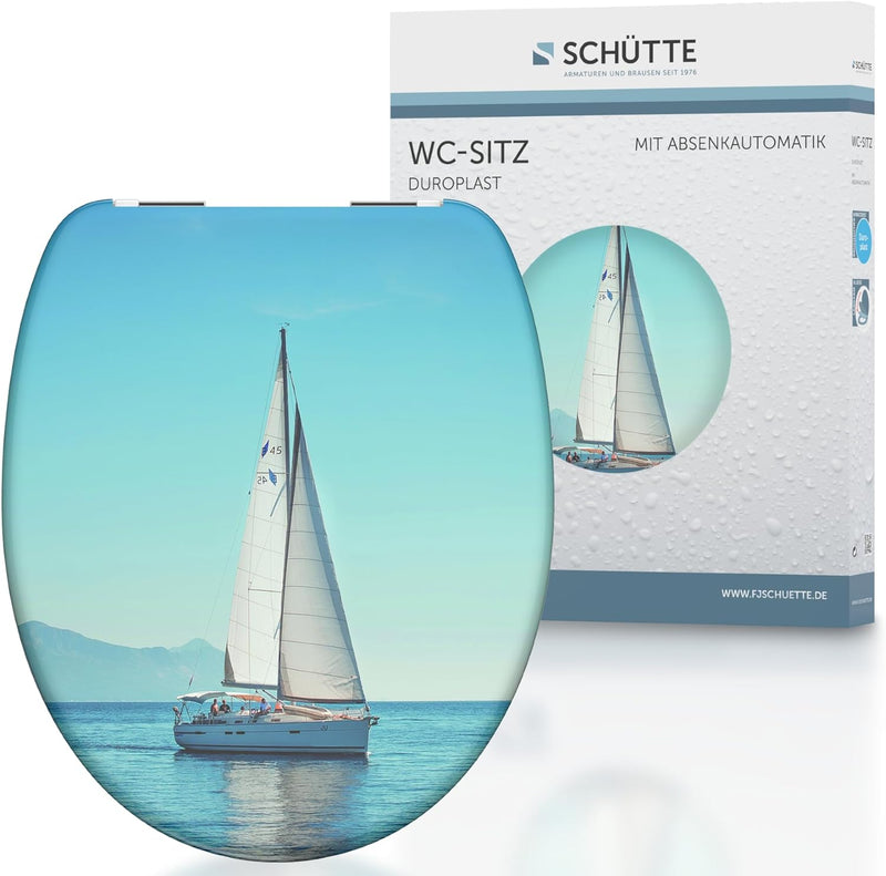 SCHÜTTE 82148 Duroplast WC-Sitz SAILING mit Absenkautomatik Motiv, Sailing