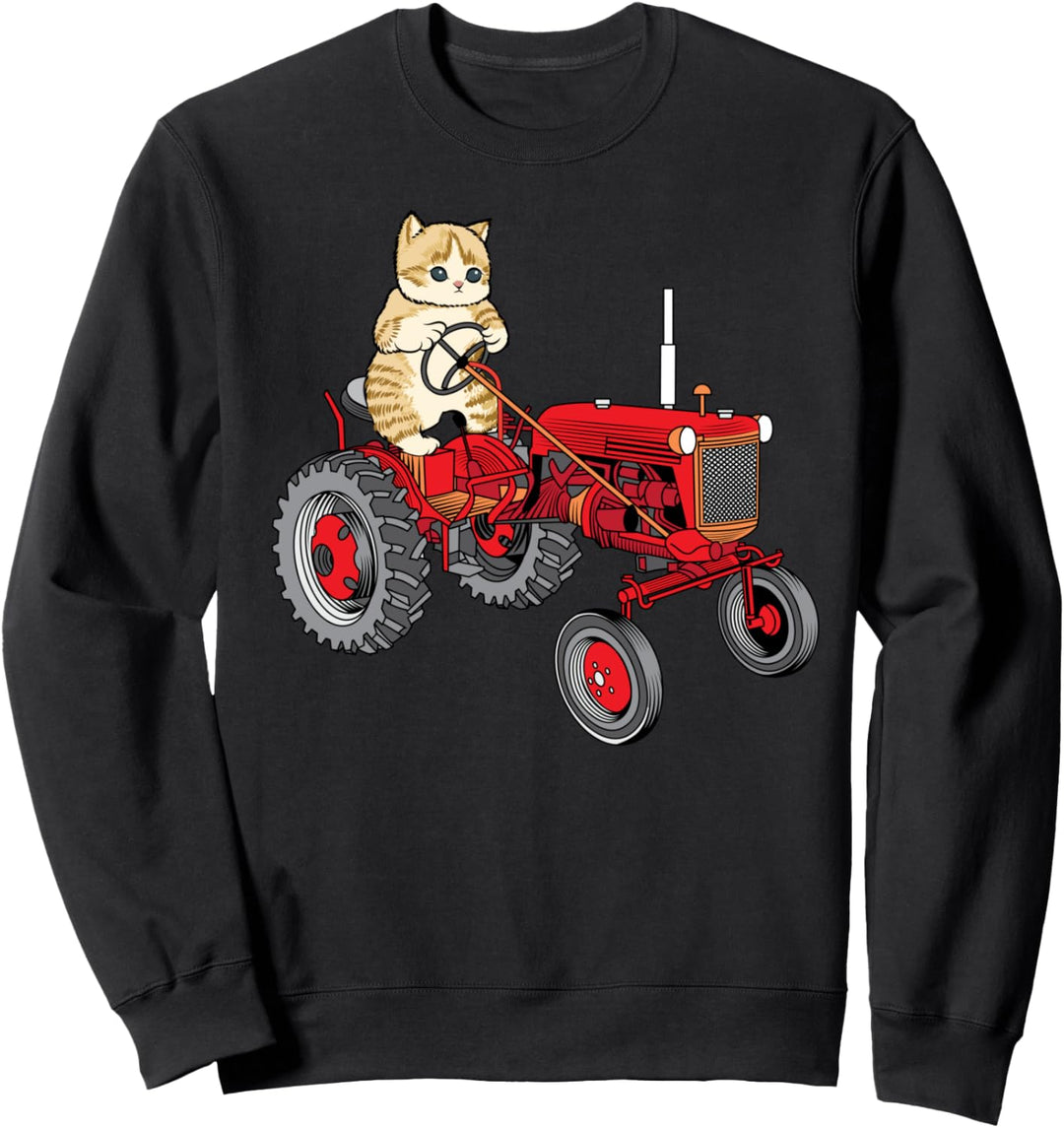 Katze fährt einen klassischen Traktor Sweatshirt