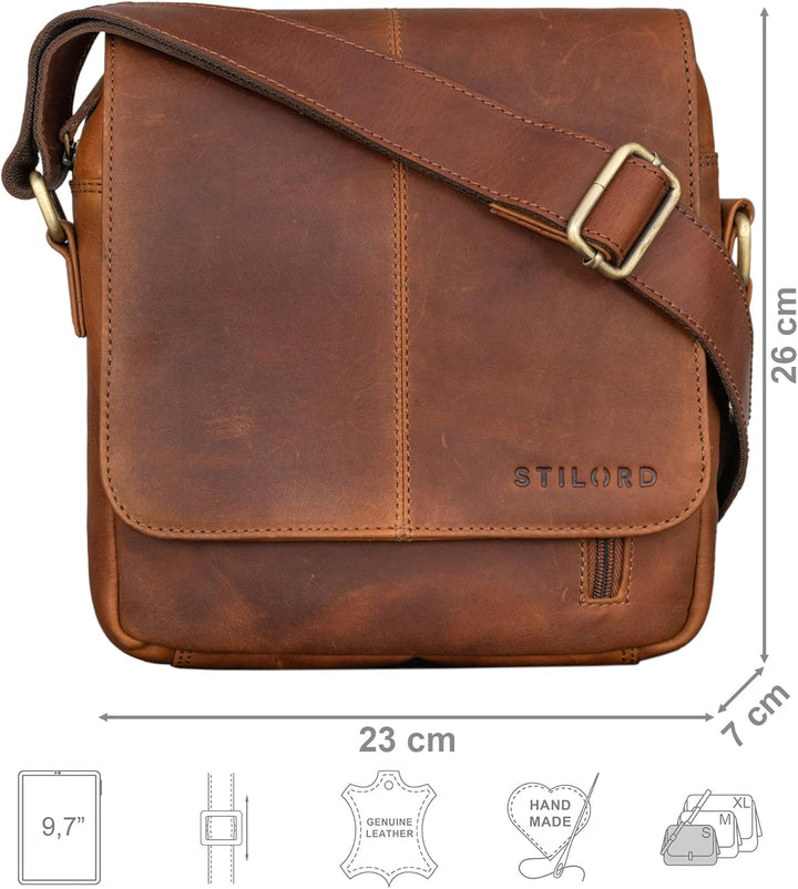 STILORD 'Matt' Ledertasche Männer klein Vintage Umhängetasche Schultertasche Herrentasche für 9,7 Zo