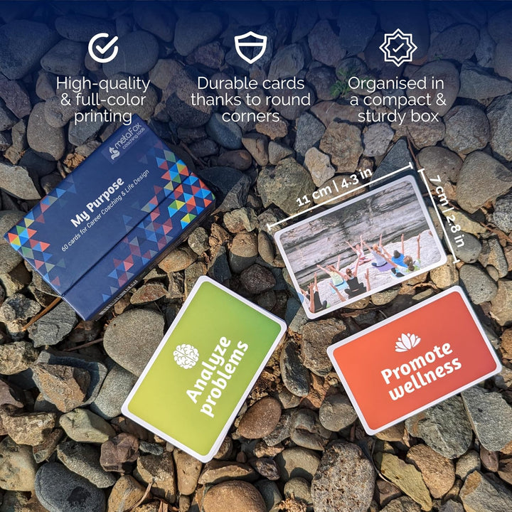 metaFox - My Purpose Cards - 60 Coaching Cards for Finding Purpose, Logotherapy, Career Coaching - U