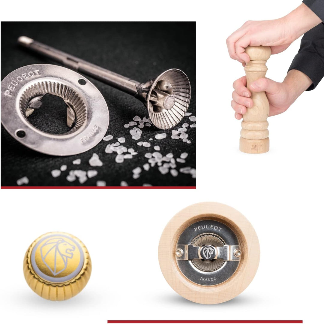 Peugeot Paris Manuelle Salzmühle, Klassische Mahlgradeinstellung, Holz, Natur, 0870422/SME, 13.5x13.