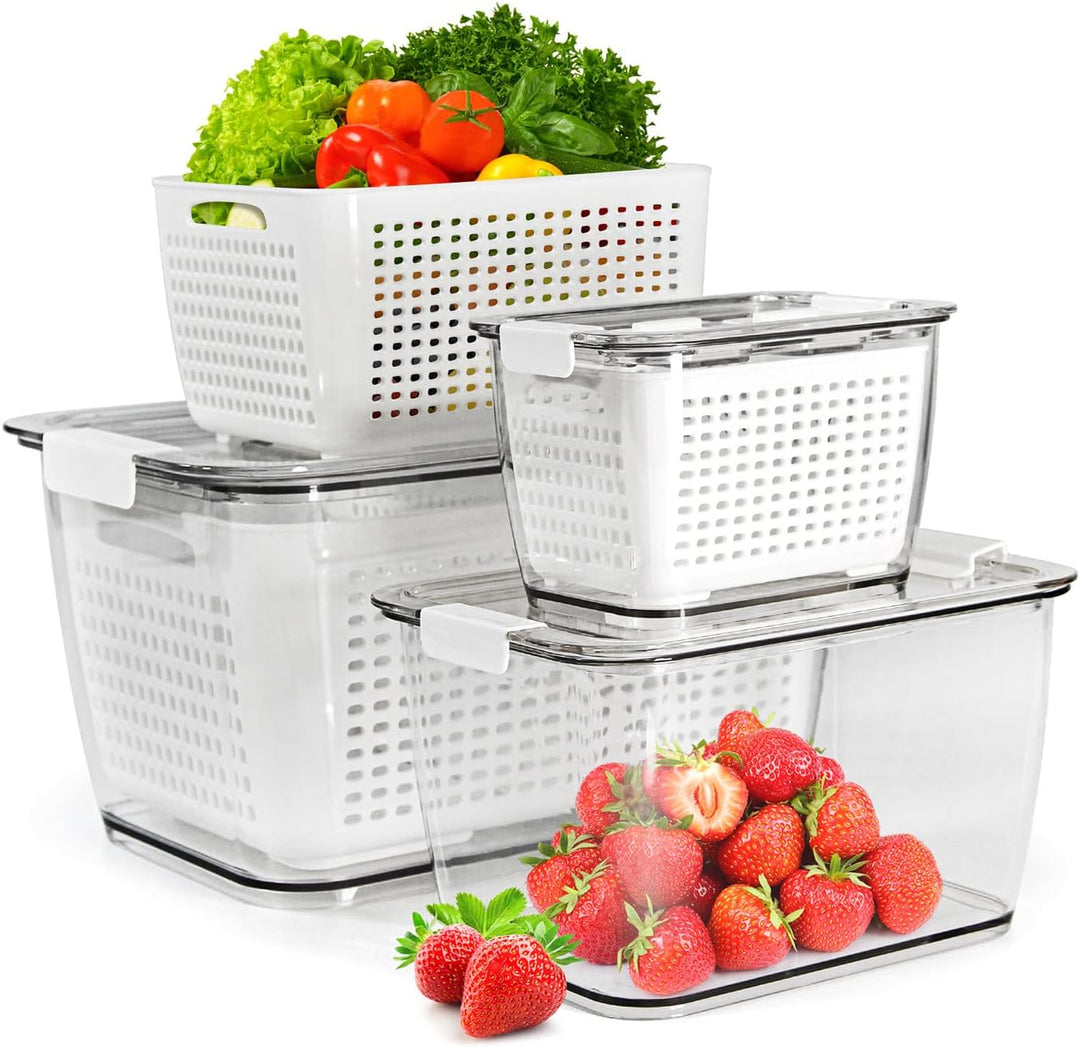 Spesh Frischhaltedosen Set Kühlschrank Organizer Wiederverwendbar Vorratsdosen 3er-Set (0,5L+1,7L+4,