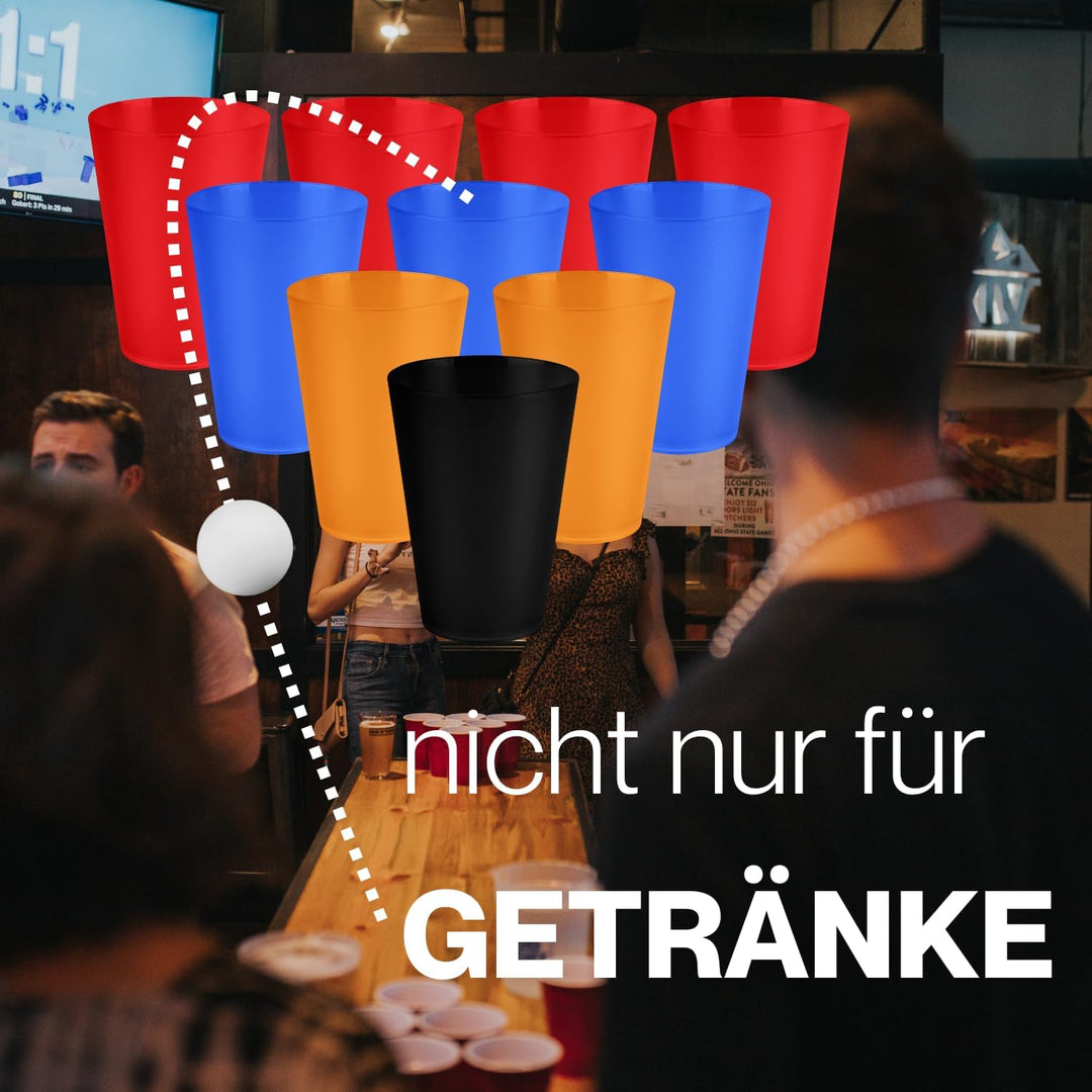 S&S-Shop 30 Hartplastik Trinkbecher 400ml, Mix Set, 6 Farben, Mehrwegbecher, Cocktailgläser, Camping