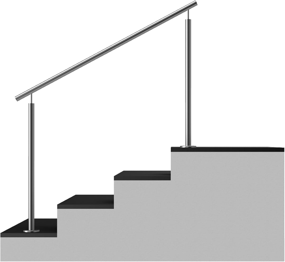 Edelstahl Treppengeländer Aufmontage, 1m lang, 0,9m hoch, Aussengeländer, je 2 Pfosten ohne Querstre