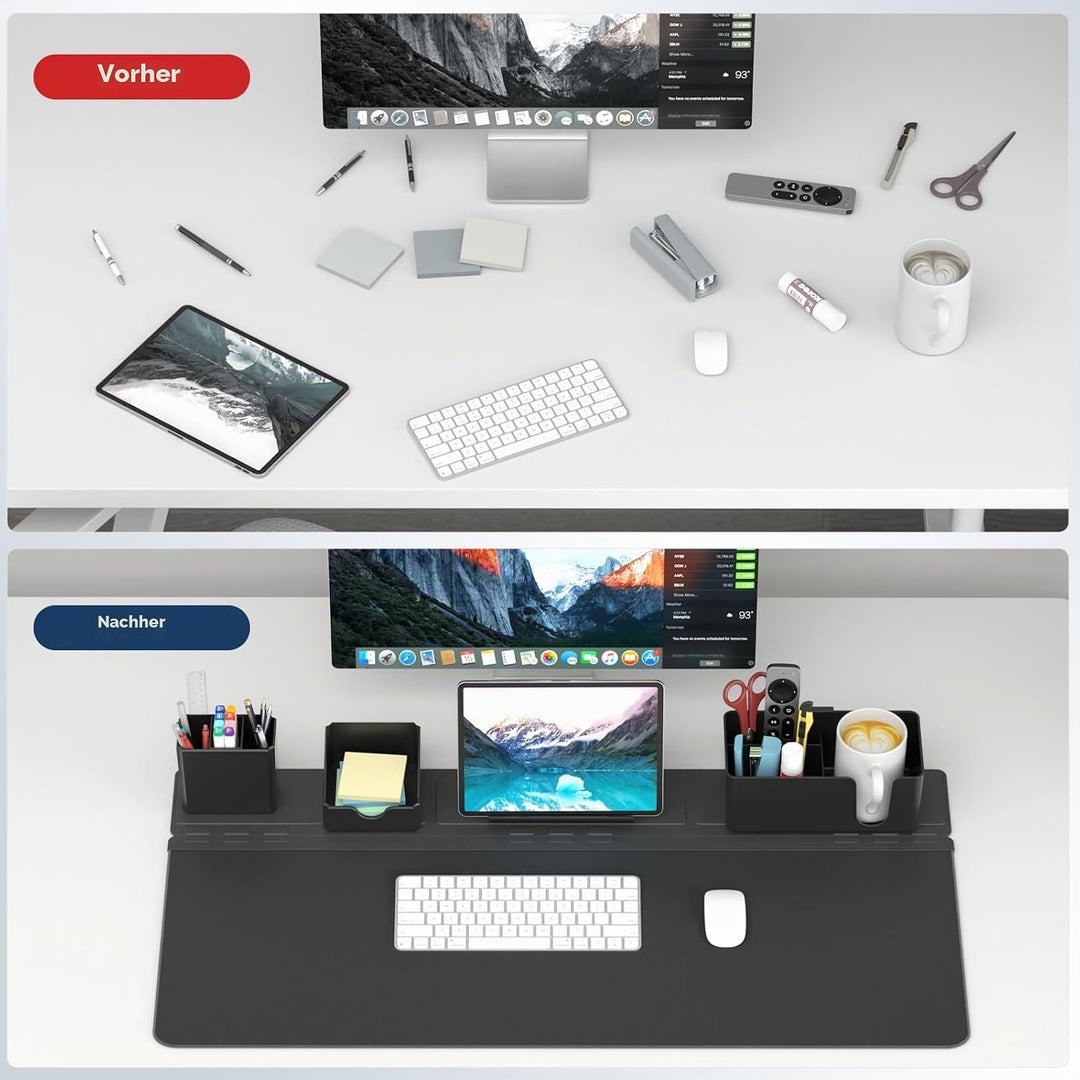 KDD Rutchfeste Schreibtischunterlage Schwarz mit Magnetisch Organizer Set, 5 in 1 Gaming Mauspad &amp; D