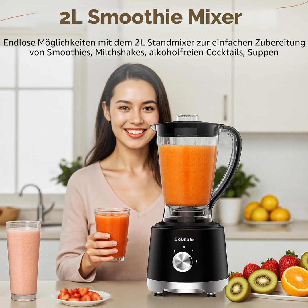 Küchenmaschine & Zerkleinerer 1500 W, 2,5L, Food Processor mit 2L Standmixer, 200ML Kaffeemühle für