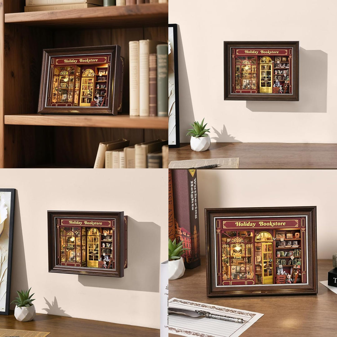 Book Nook Kit, DIY Miniatur Haus Puppenhaus Bausatz Bücherregal Deko für Jugendliche und Erwachsene（