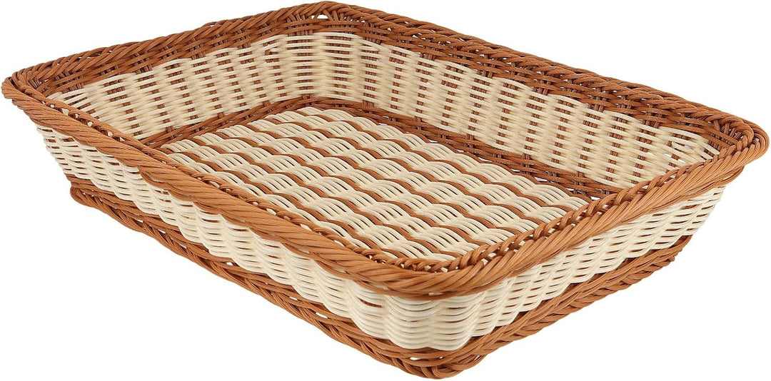 KEILEOHO 3 Stück 40 x 30 x 8 cm Brotkorb Rechteckig, Brotkörbchen Plastik, Kunstoff Servierkorb Ratt