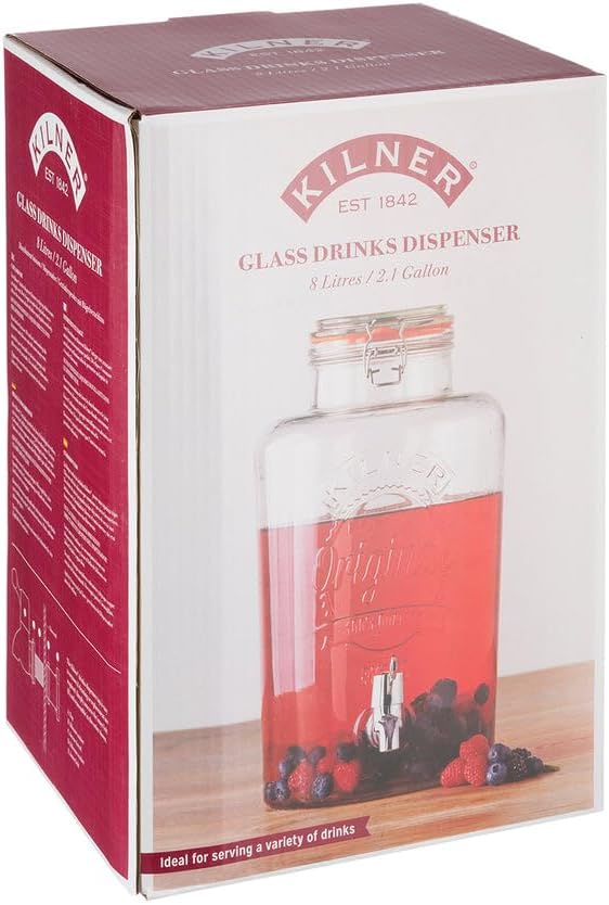 Kilner Getränkespender aus Glas mit Zapfhahn, 8 l 8 Liter-Classic, 8 Liter-Classic