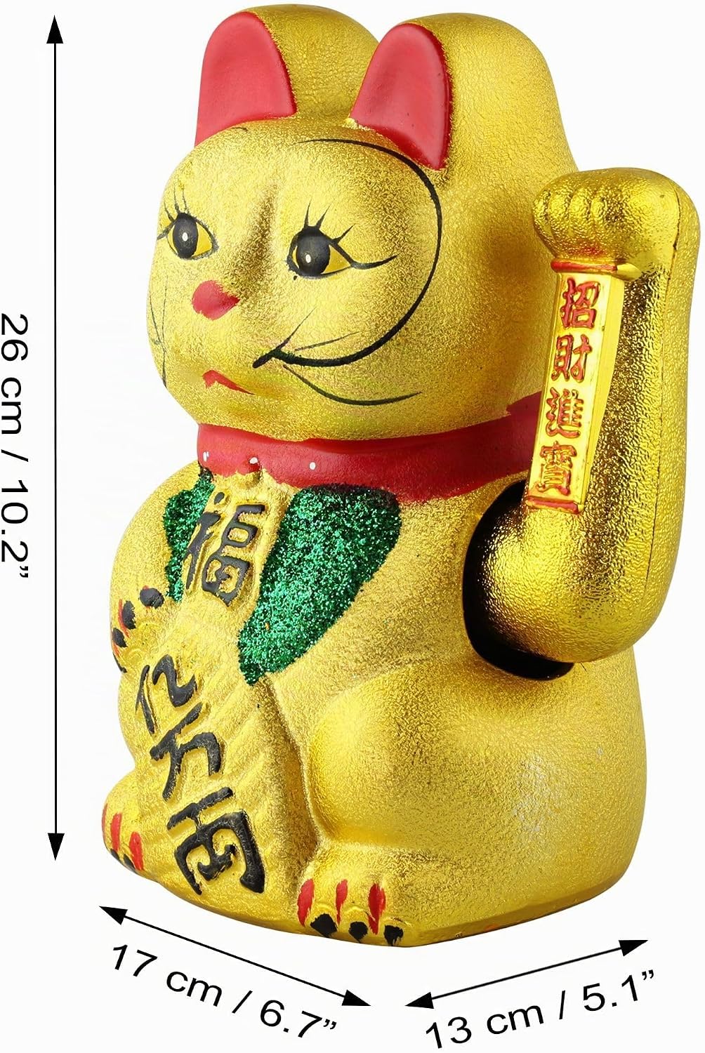 Superfreak Glückskatze - Maneki-Neko - Winkekatze aus Keramik - 26 cm - Gold, 26 cm