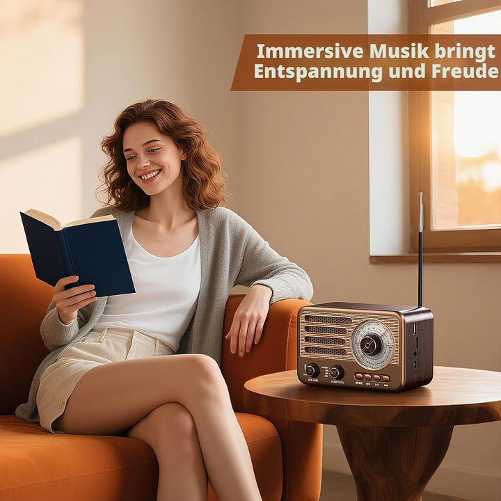 Retro-Transistorradio, batteriebetriebenes AM-FM-SW-Radio, kleines wiederaufladbares tragbares Radio