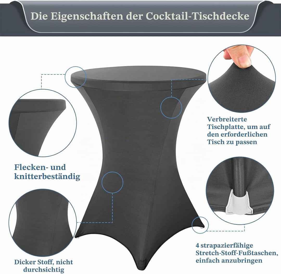 Pesonlook 3er-Set Stretch Stehtisch Husse für Bistrotisch Ø 80-85 cm Elegante,Verstärkung im Fussber
