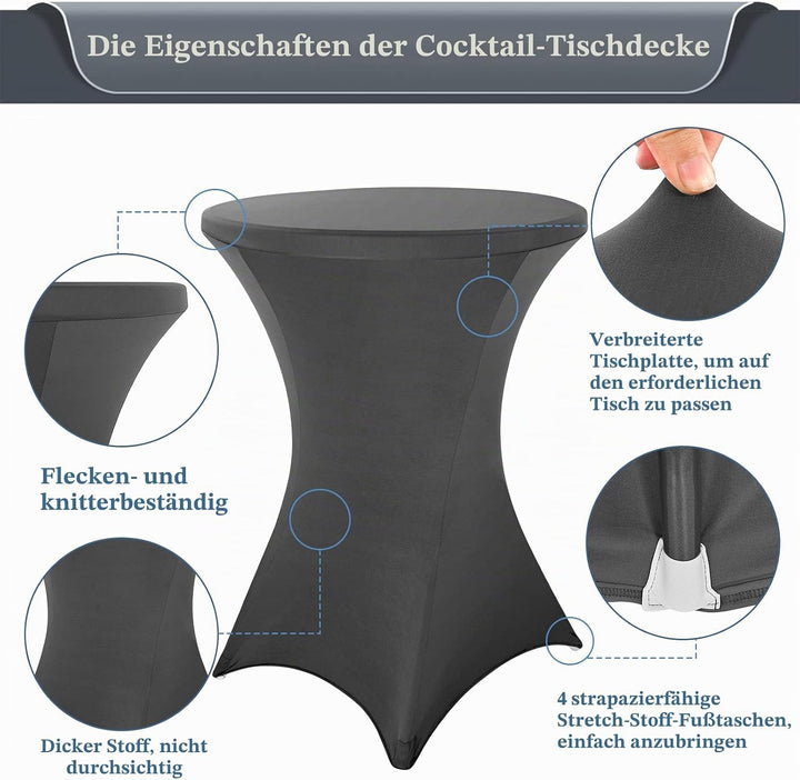 Pesonlook 3er-Set Stretch Stehtisch Husse für Bistrotisch Ø 80-85 cm Elegante,Verstärkung im Fussber