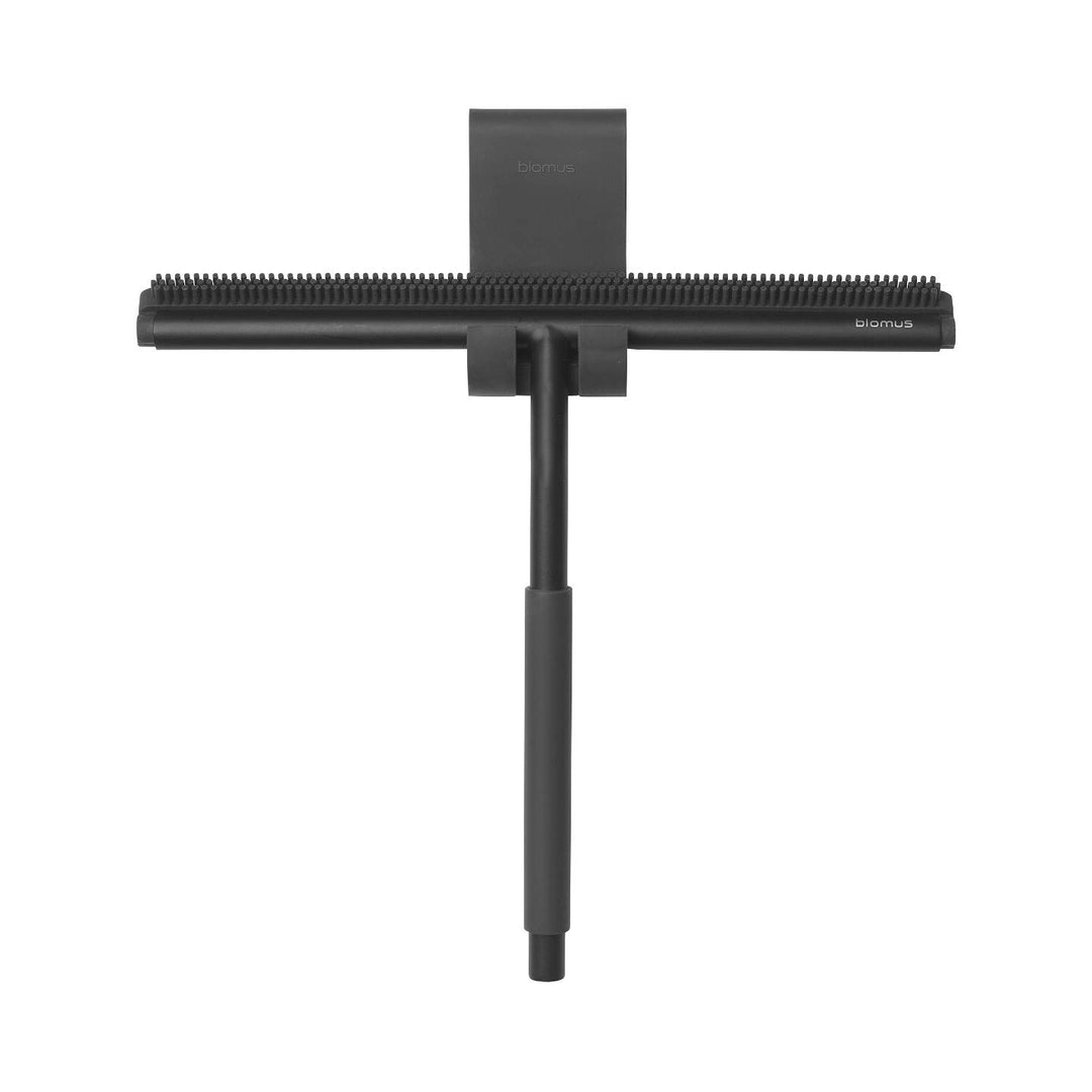 blomus Duschabzieher LAVEA | Duschwischer aus Edelstahl und Silikon mit Halterung | Farbe Schwarz, S